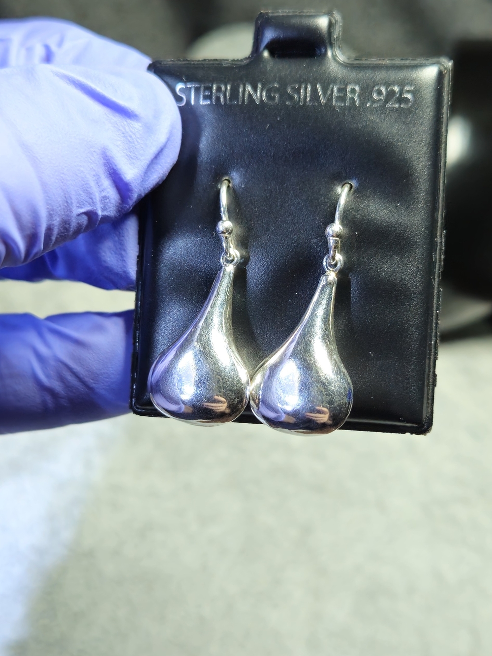 NWT Sterling Silver Puffy Water Drop Dangle Hook Earrings S925